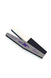 Illustration of front and back features of a 3-way buffer EzFlow Killer Whale Pro Buffer in white color background